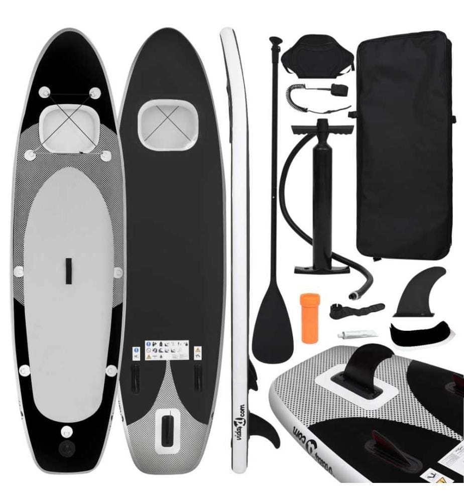 SUP-Board-Set Aufblasbar Schwarz 330x76x10 cm