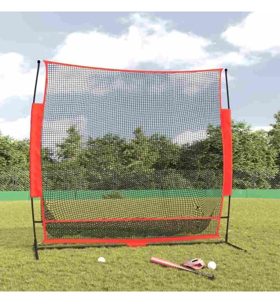 Baseball-Netz Tragbar Schwarz und Rot 215x107x216 cm Polyester