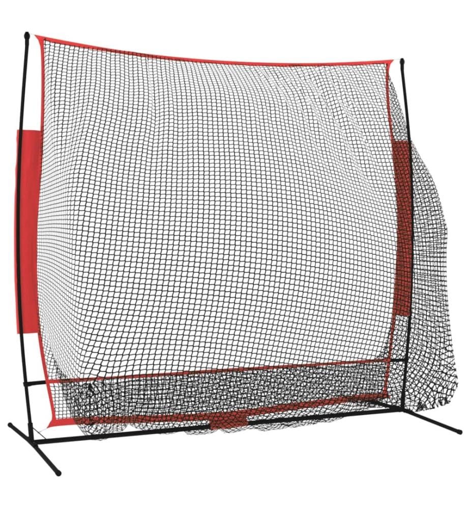 Baseball-Netz Tragbar Schwarz und Rot 215x107x216 cm Polyester