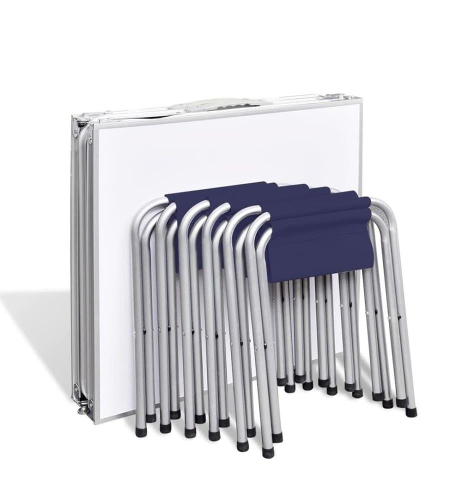 Jeu de table pliable de camping et 6 tabourets 180x60 cm