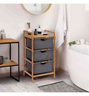 Maya Multi-Stauraummöbel mit 3 Schubladen in Stoff 44x34x80cm - Braun