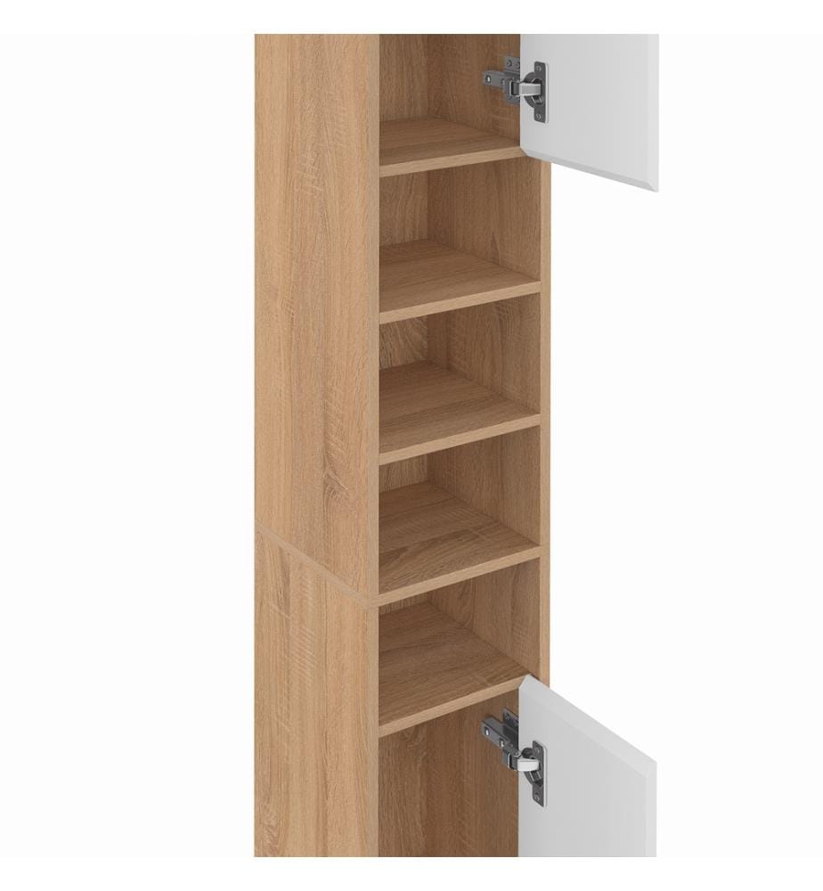 Colonna bagno Tom 2 ante 4 nicchie - Marrone e bianco