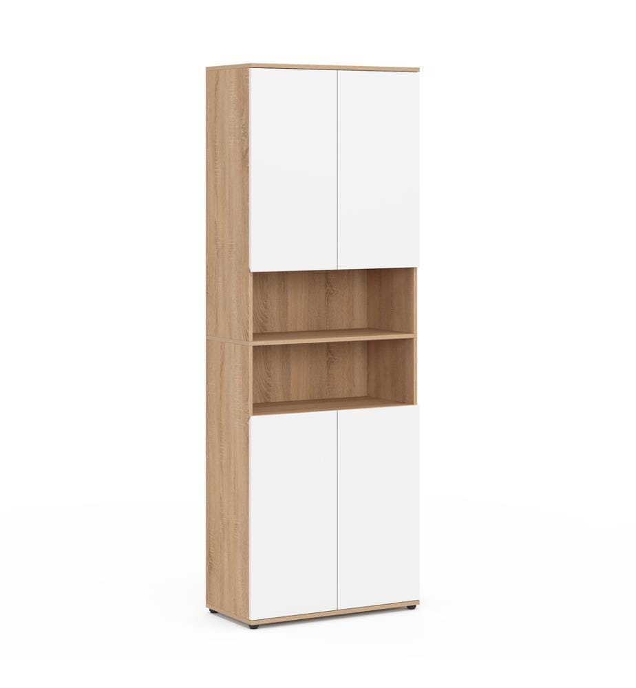 Armoire salle de bain Tom 4 portes - Brun et Blanc
