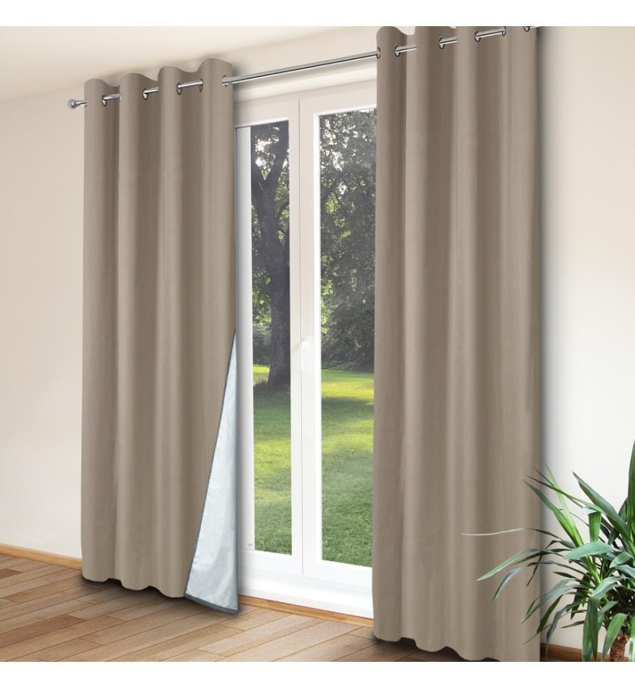 Lot de 2 Rideaux thermiques taupe 135x240 cm - Taupe