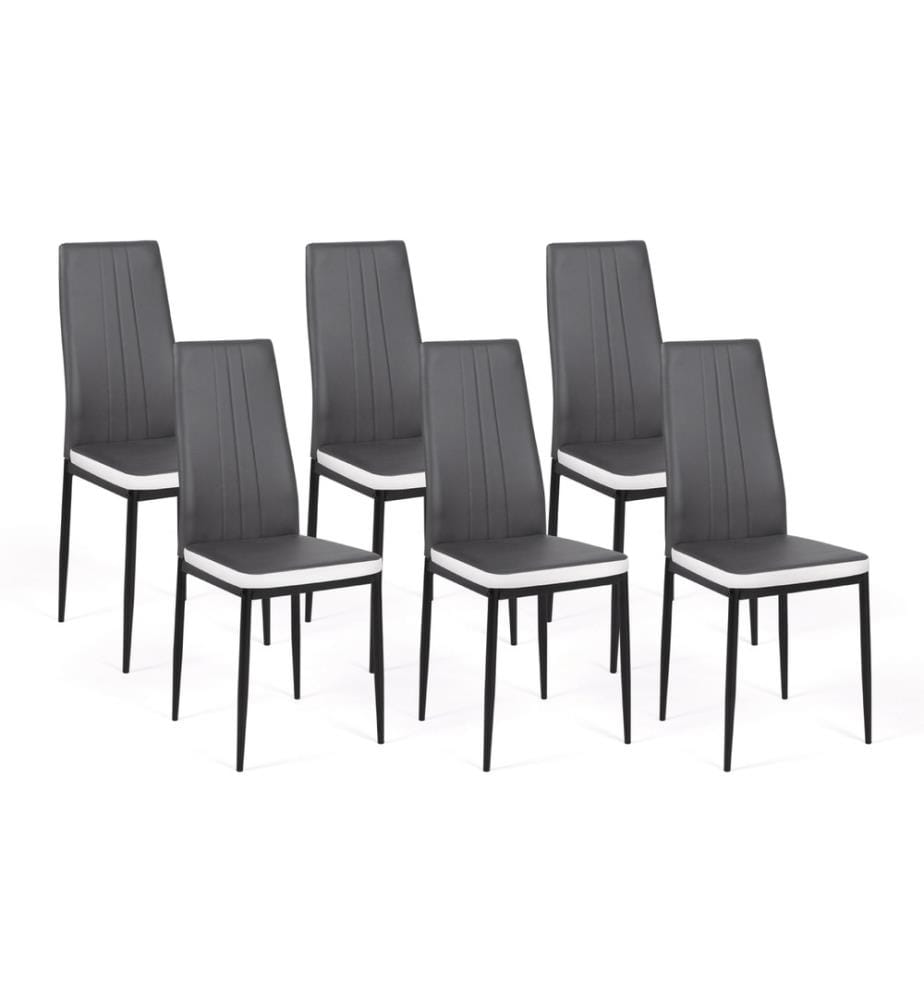 Lot de 6 Chaises Jodie matelassée - Gris et Blanc