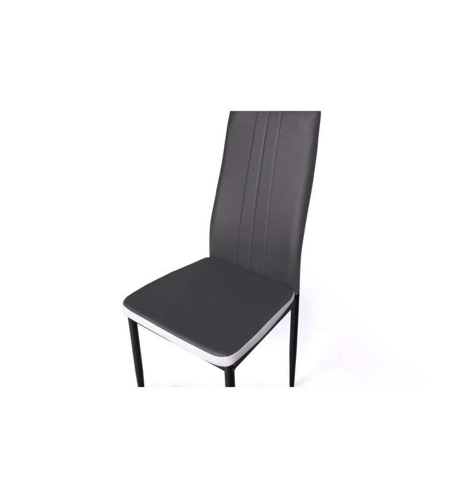 Lot de 6 Chaises Jodie matelassée - Gris et Blanc