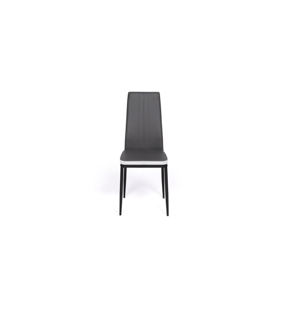 Lot de 6 Chaises Jodie matelassée - Gris et Blanc