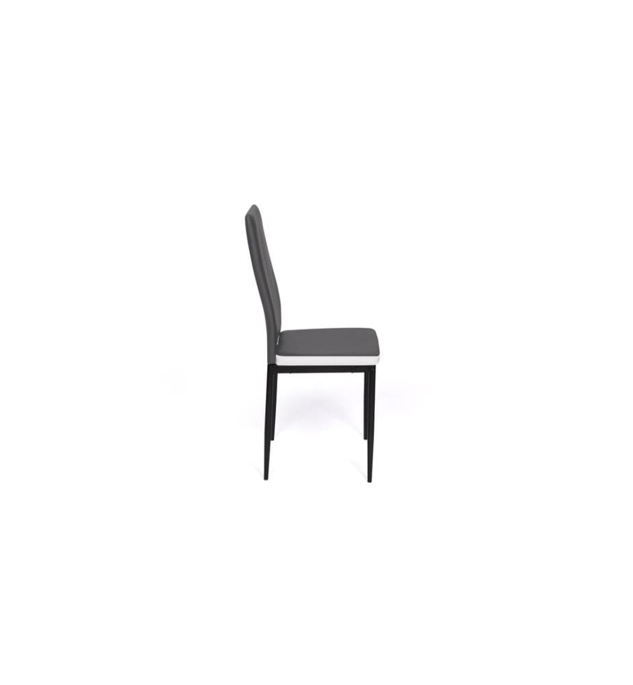 Lot de 6 Chaises Jodie matelassée - Gris et Blanc