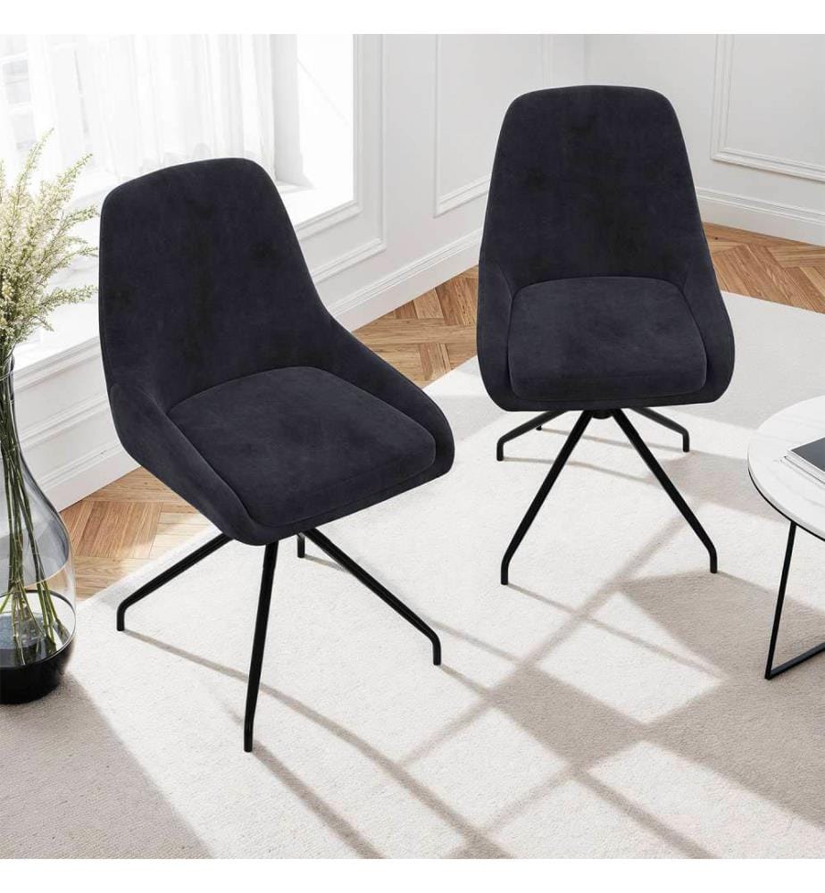 Lot de 2 Chaises Olivia assise pivotante gris foncé pieds métal - Gris foncé
