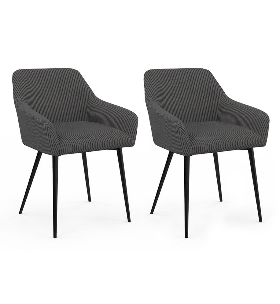 Lot de 2 Chaises avec Accoudoirs Jenny - Gris foncé