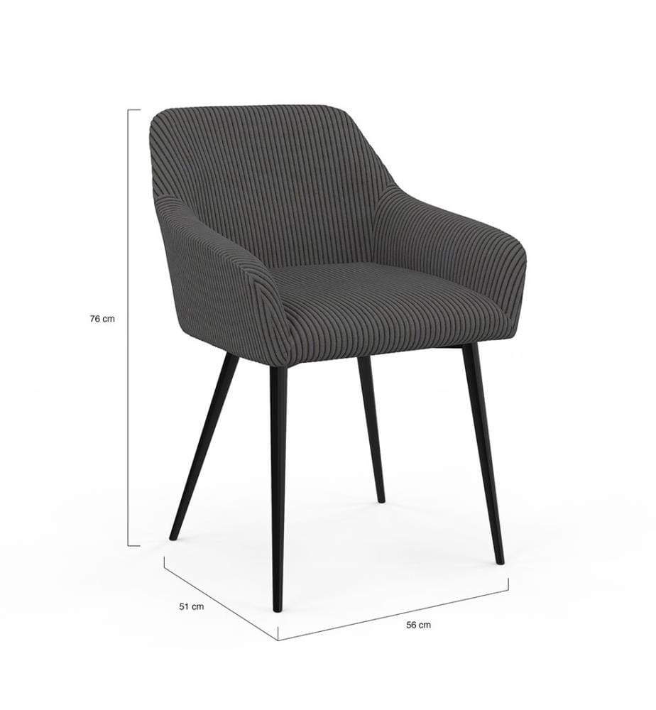 Lot de 2 Chaises avec Accoudoirs Jenny - Gris foncé