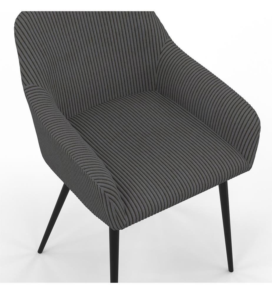 Lot de 2 Chaises avec Accoudoirs Jenny - Gris foncé