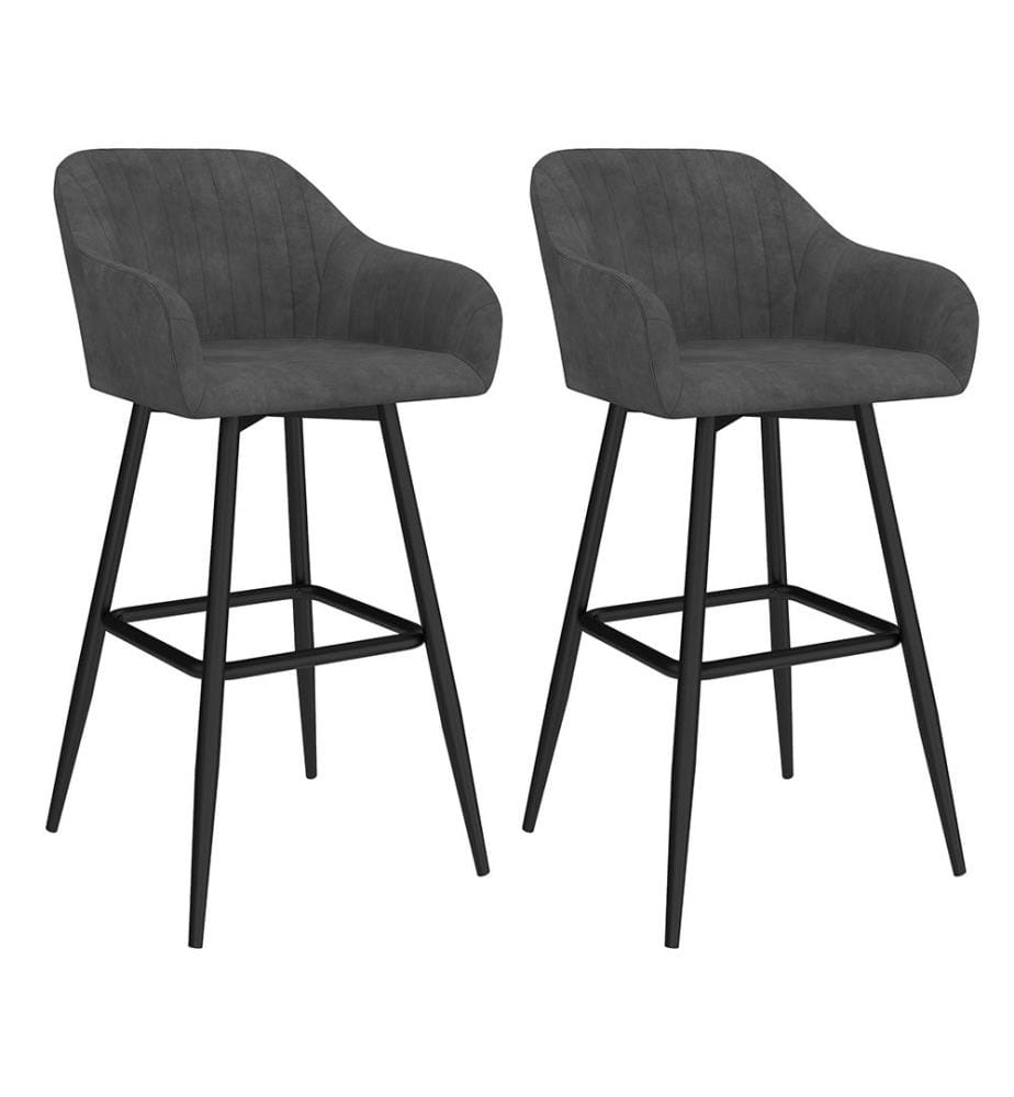 Set di 2 sgabelli da bar Ariana con braccioli - Grigio scuro e nero