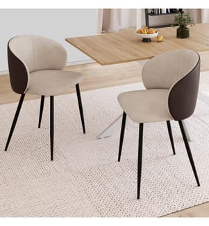 2er-Set Stühle Leona aus zwei Materialien - Taupe und Braun