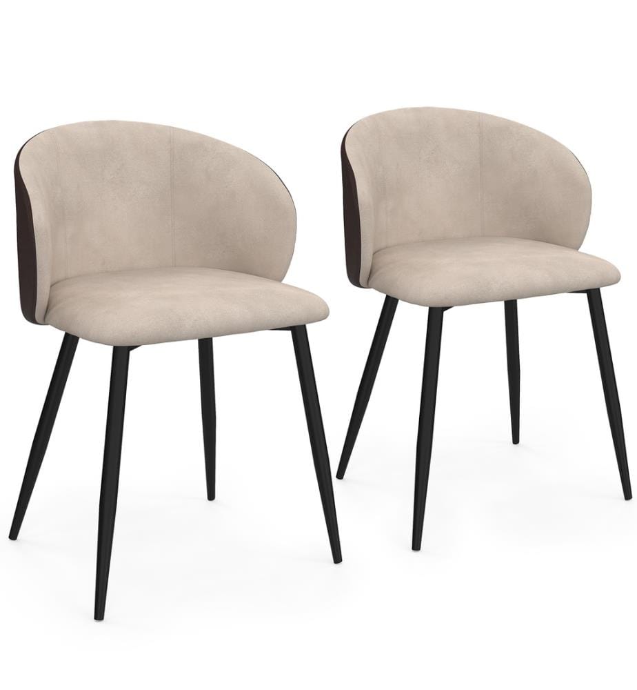 Lot de 2 Chaises Léona bi-matière - Taupe et Marron