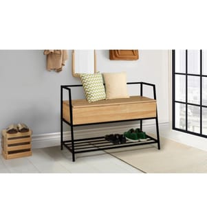 Truhenbank Timéo 90 x 39 x 60 cm - Braun & Schwarz