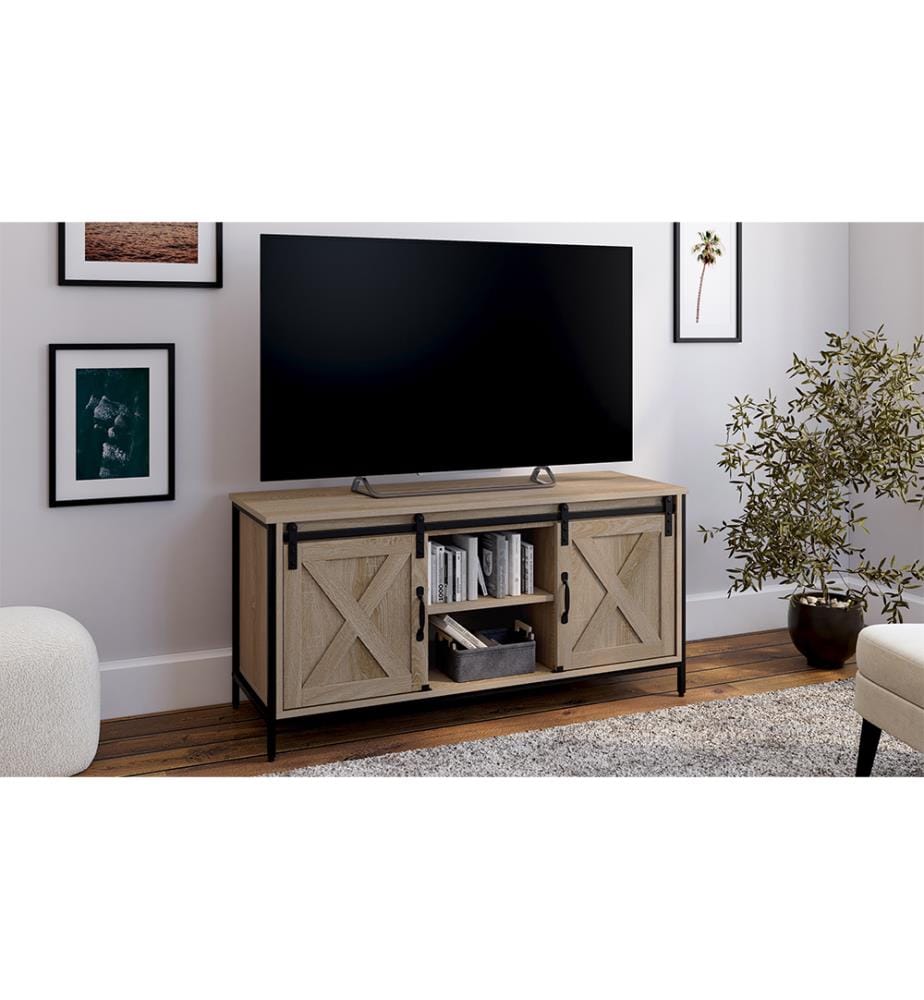 Porta TV Cheyenne a 2 ante - 113 x 40 x 50 cm - Legno e nero