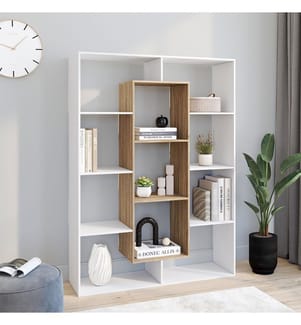 Bücherregal Paulette 11 Fächer 143cm - Weiss und Braun