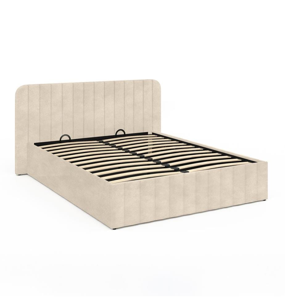 Valentina Chest Bed with box spring and headboard 140x190cm - Beige and Wood