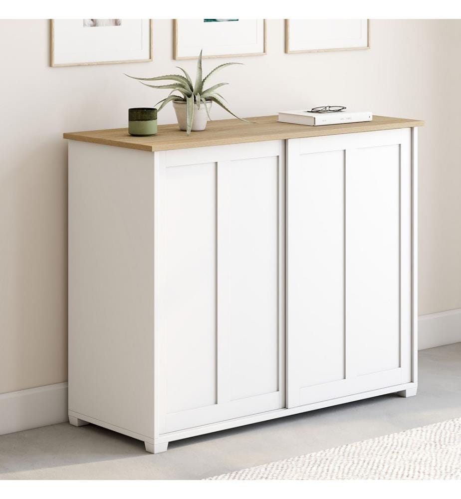 Sideboard „Jamy“ mit 2 Türen – Weiss und Holz