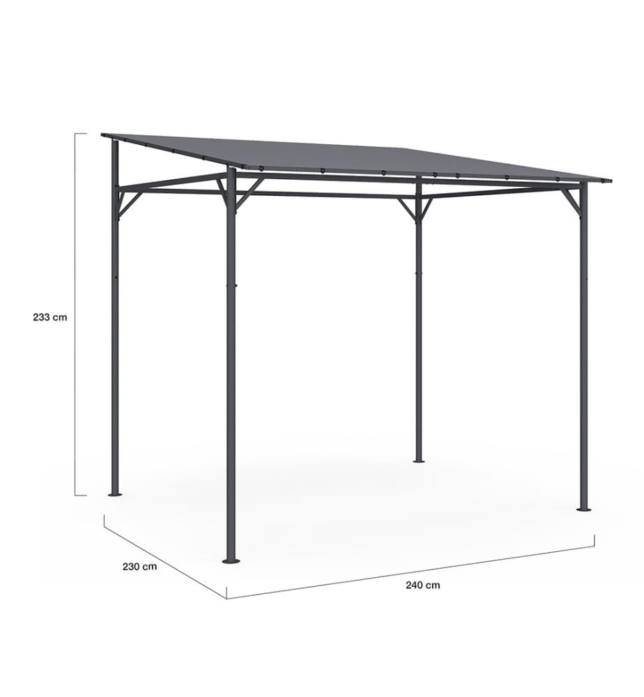 Pergola Gazebo aus Stahl mit schrägem Dach 2.3x2.4m - Anthrazitgrau