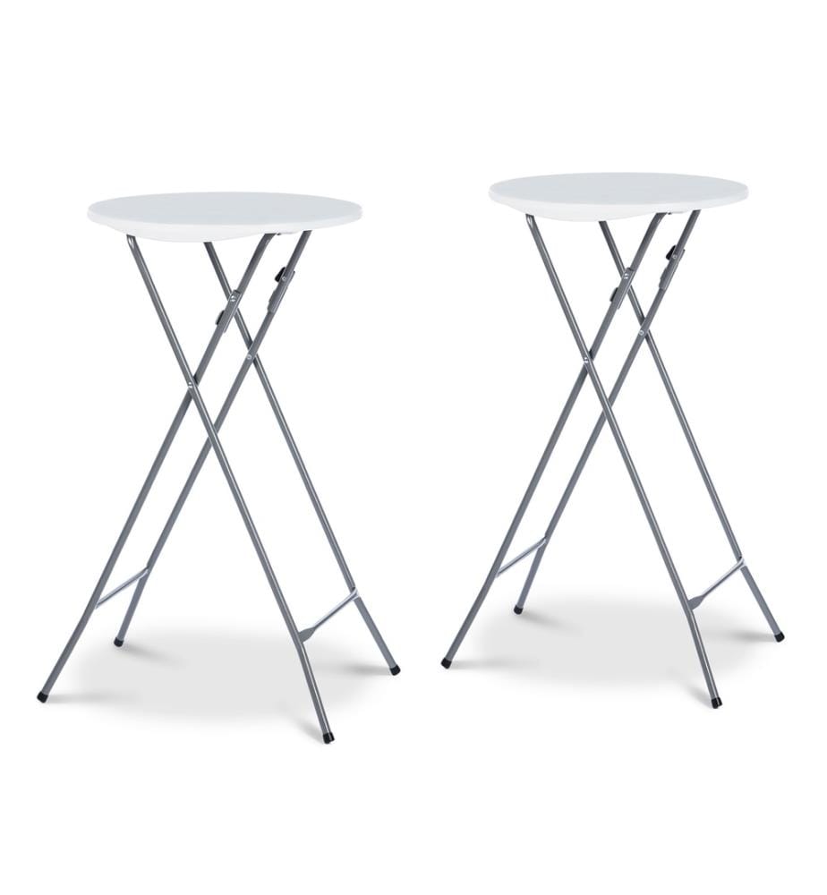 2er-Set Klappbare Stehtische 105 cm + Hussen - Weiss