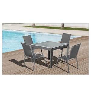 Ausziehbarer Gartentisch aus gehärtetem Glas - 90-180 cm - Grau
