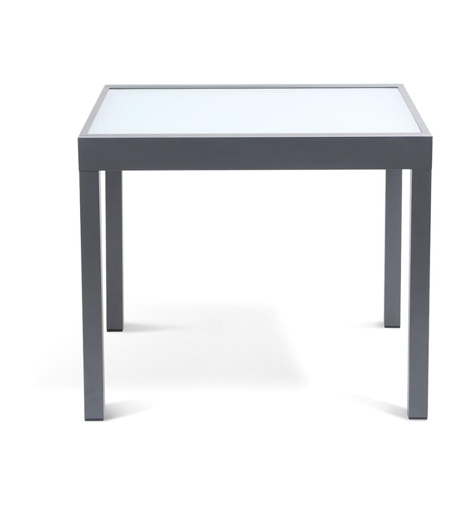 Ausziehbarer Gartentisch aus gehärtetem Glas - 90-180 cm - Grau