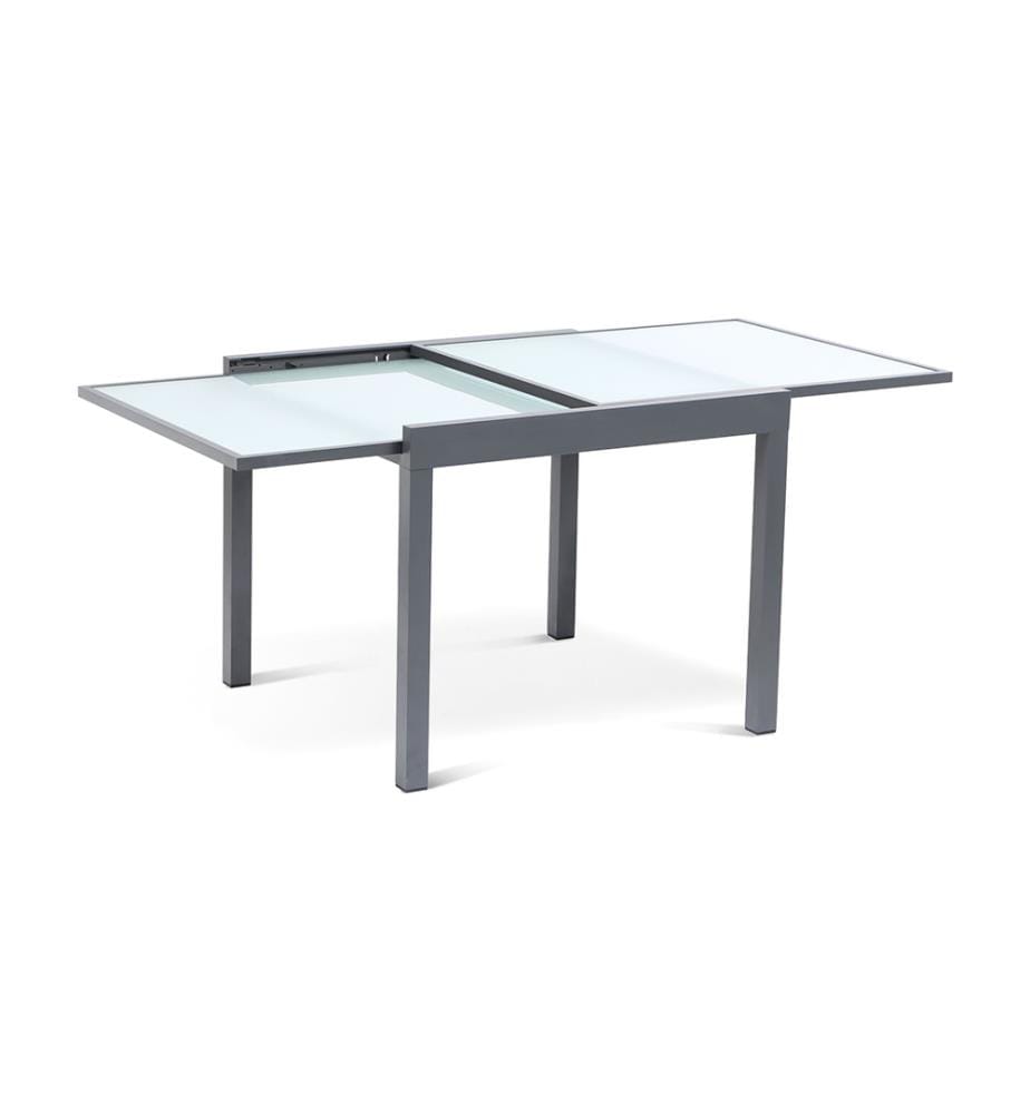 Ausziehbarer Gartentisch aus gehärtetem Glas - 90-180 cm - Grau