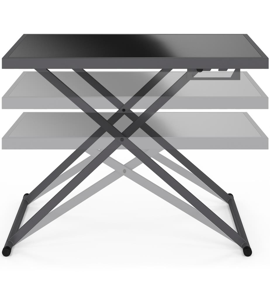 Klappbarer Gartentisch Oleg 100cm gehärtetes Glas - Grau und Schwarz