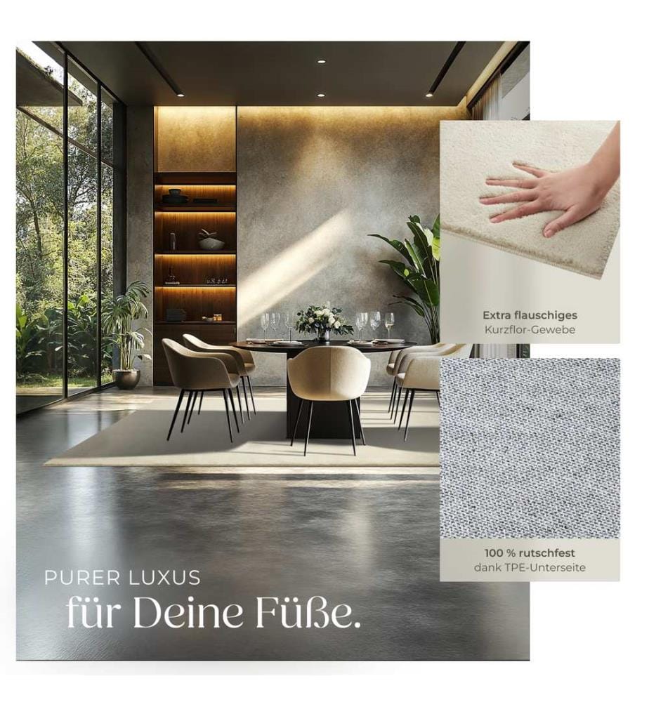 Kurzflorteppich Soft Zone - beige, 200 x 290 cm