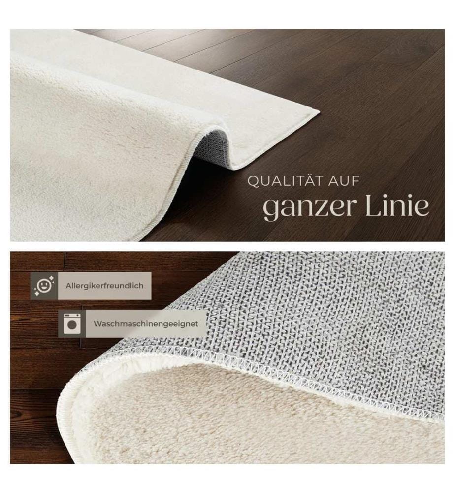 Rug Zonelle Short Pile and Ultra-Soft Carpet in Rectangular or Round Design - cream, 120 x 170 cm