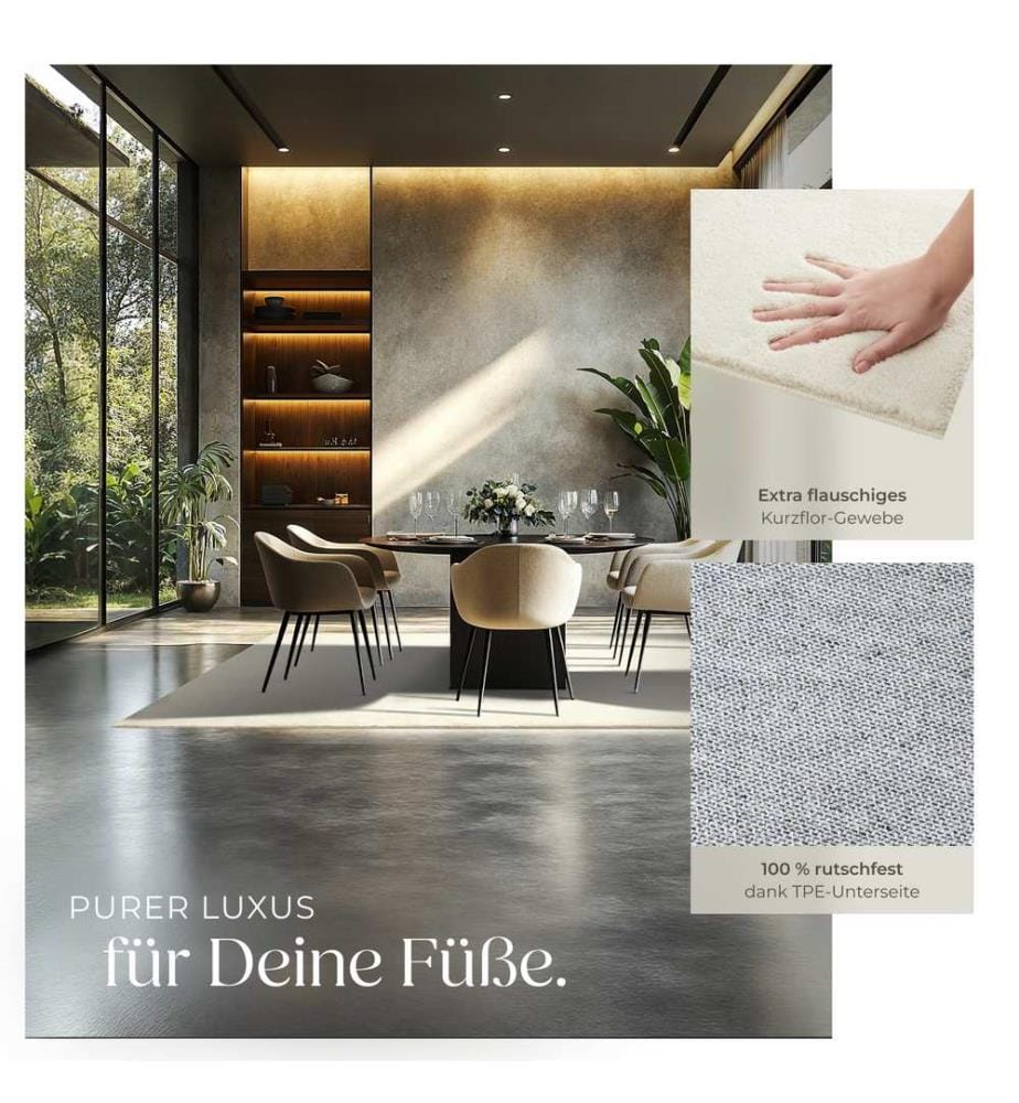Rug Zonelle Short Pile and Ultra-Soft Carpet in Rectangular or Round Design - cream, 160 x 230 cm
