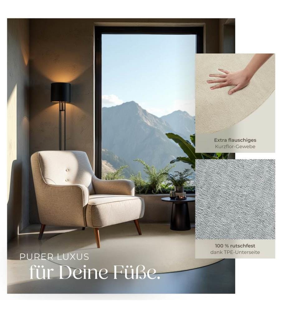 Kurzflorteppich Soft Zone - beige, Ø 120 cm