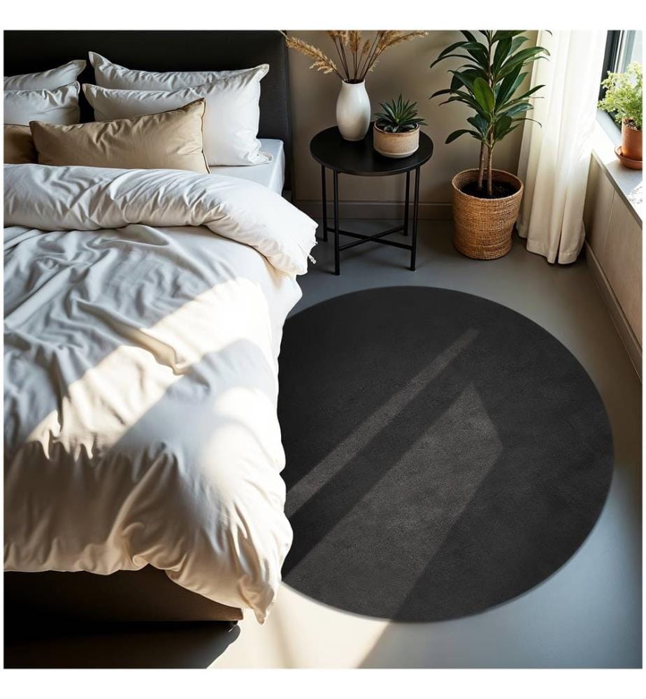 Rug Zonelle Short Pile and Ultra-Soft Carpet in Rectangular or Round Design - anthracite, Ø 120 cm