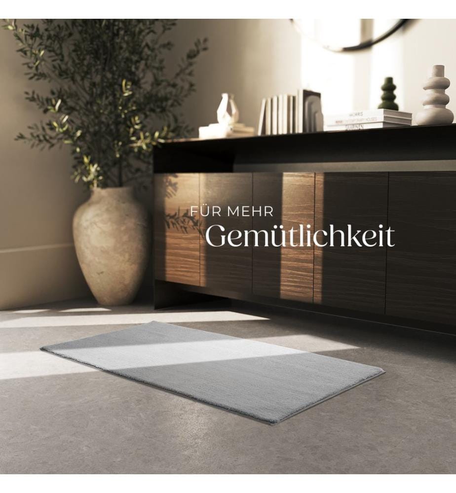 Kurzflorteppich Soft Zone - grau, 60 x 110 cm