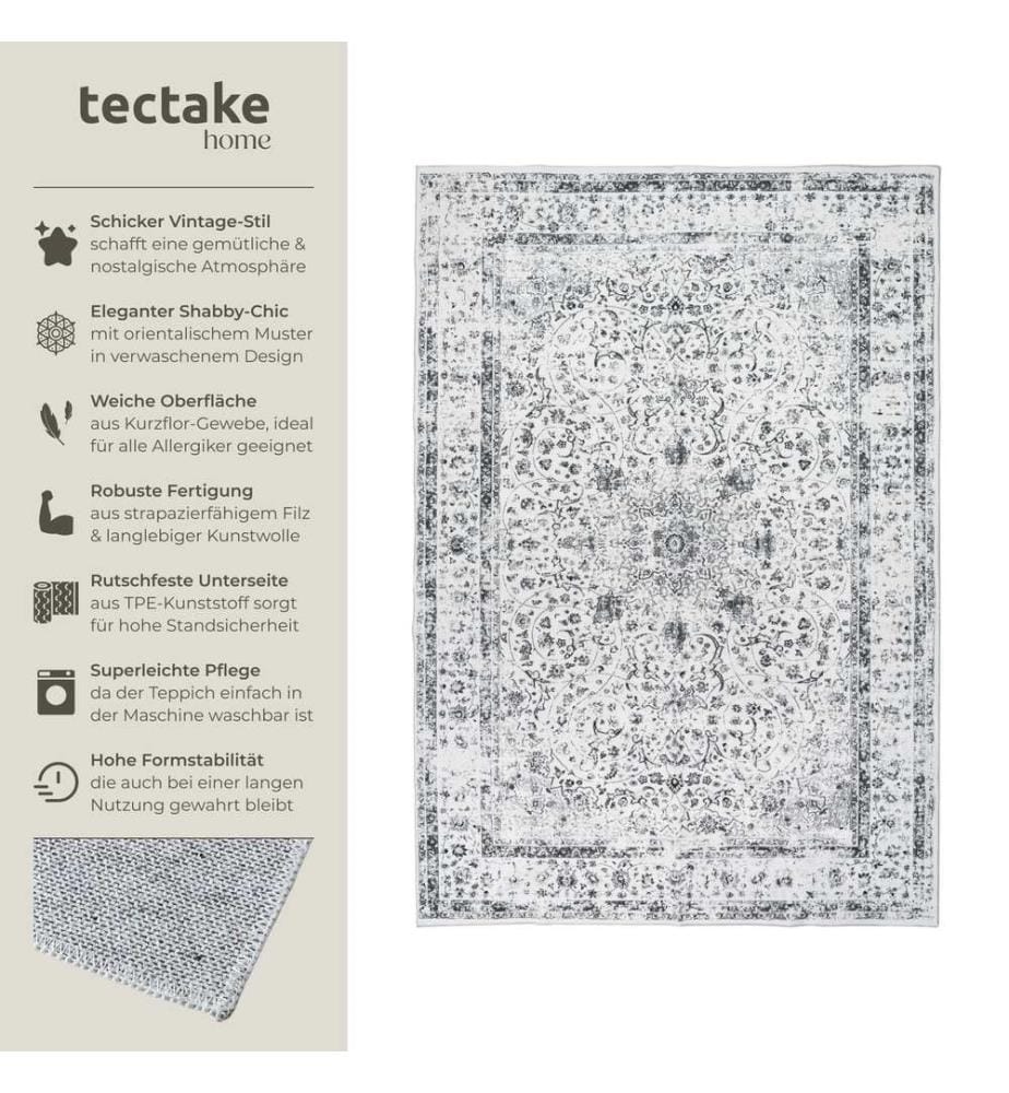 Washable Rug Aliya - different sizes, oriental pattern, non-slip underside, non-allergenic short pile - 200 x 274 cm