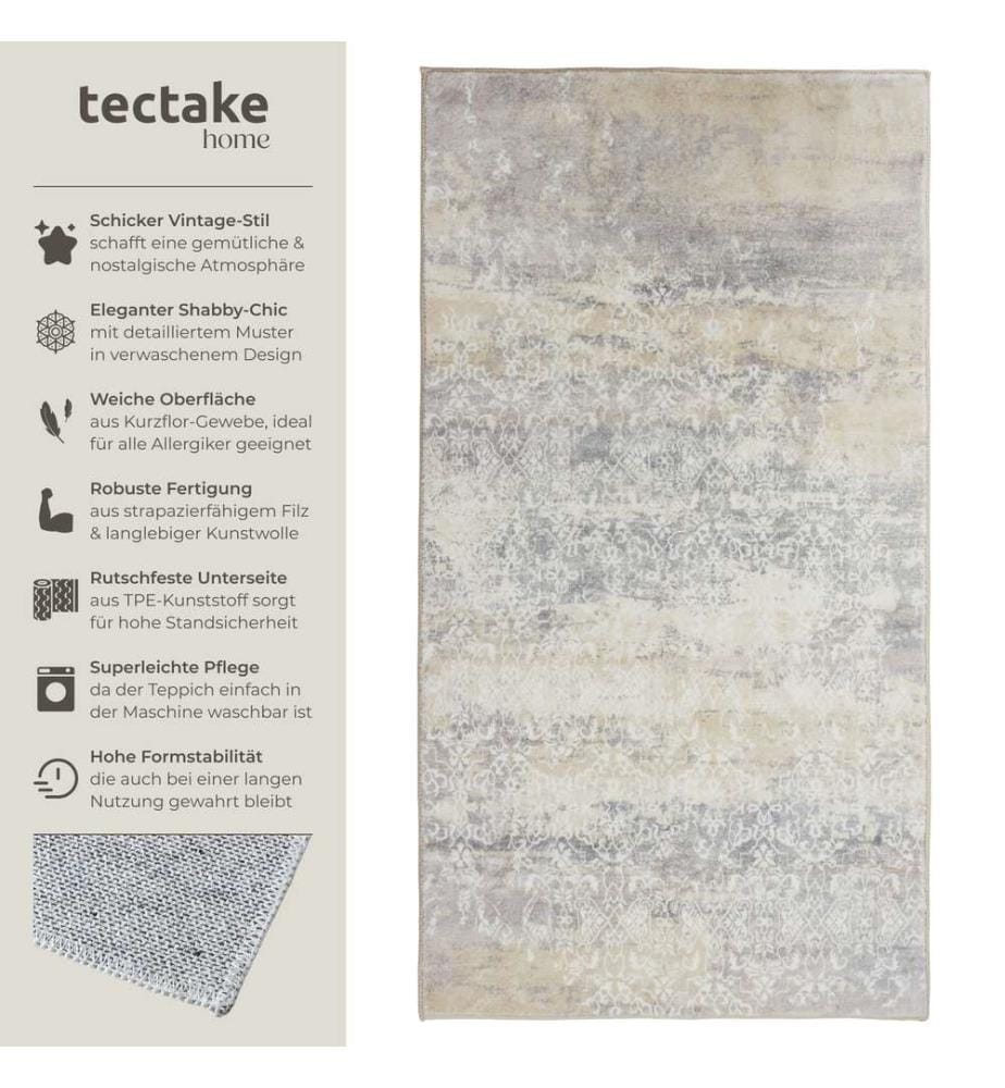 Washable Rug Dalia - various sizes, faded pattern, easy-care short pile, non-slip - 80 x 150 cm