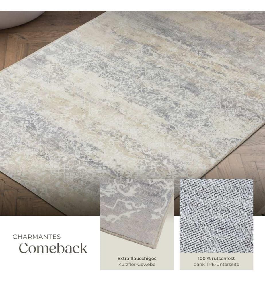 Washable Rug Dalia - various sizes, faded pattern, easy-care short pile, non-slip - 120 x 170 cm