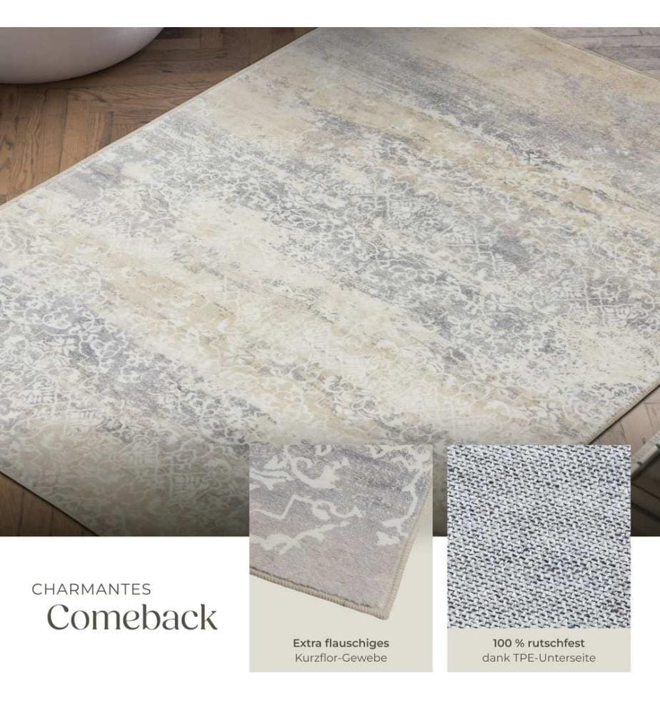 Washable Rug Dalia - various sizes, faded pattern, easy-care short pile, non-slip - 160 x 230 cm
