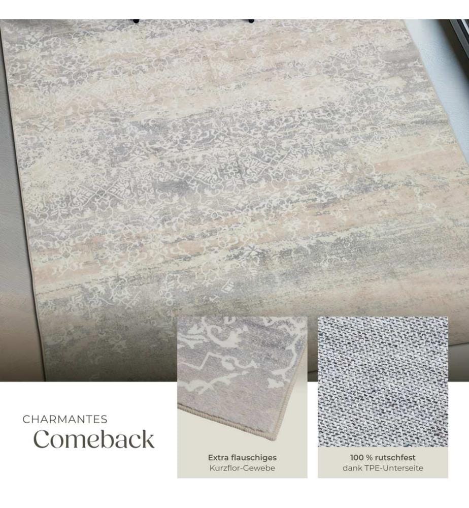 Washable Rug Dalia - various sizes, faded pattern, easy-care short pile, non-slip - 200 x 274 cm
