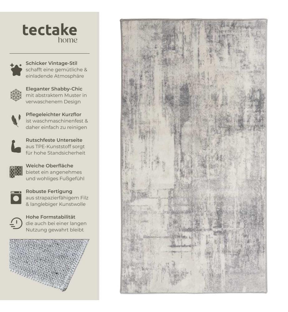 Washable Rug Nadira - different sizes, abstract pattern, synthetic wool and felt, non-slip - 80 x 150 cm