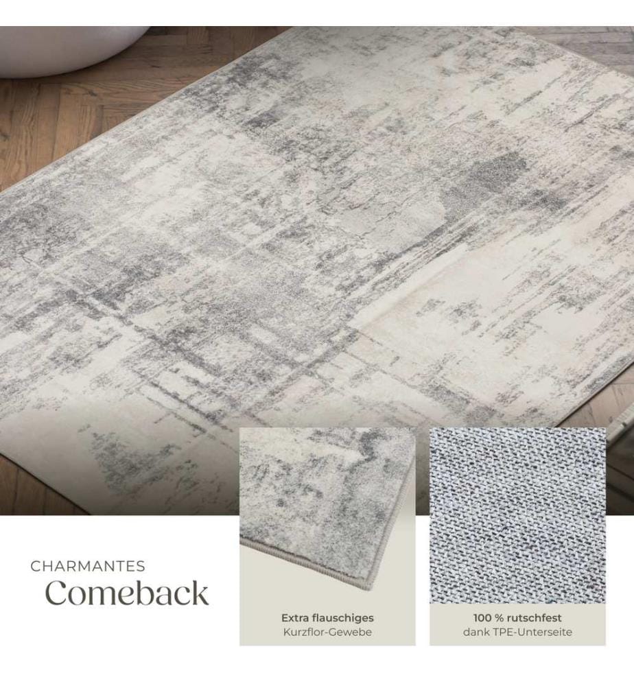 Washable Rug Nadira - different sizes, abstract pattern, synthetic wool and felt, non-slip - 160 x 230 cm