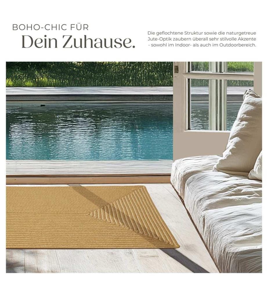 Tapis tressé RAYA en aspect jute - 60 x 90 cm