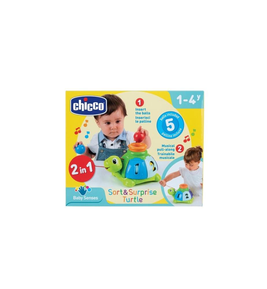CHICCO - Nachziehspielzeug Sortier-Schildkröte zum Ziehen