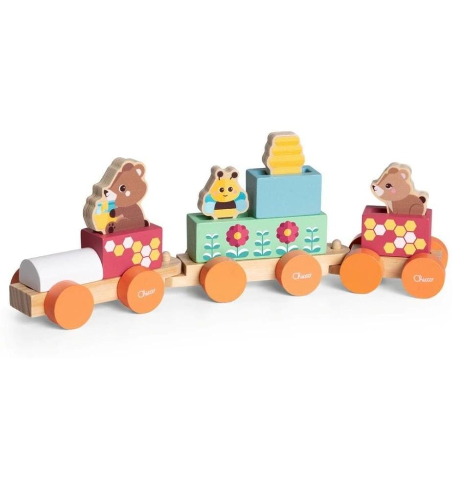 CHICCO - Schiebespielzeug My Wood Friends – Teddys Zug