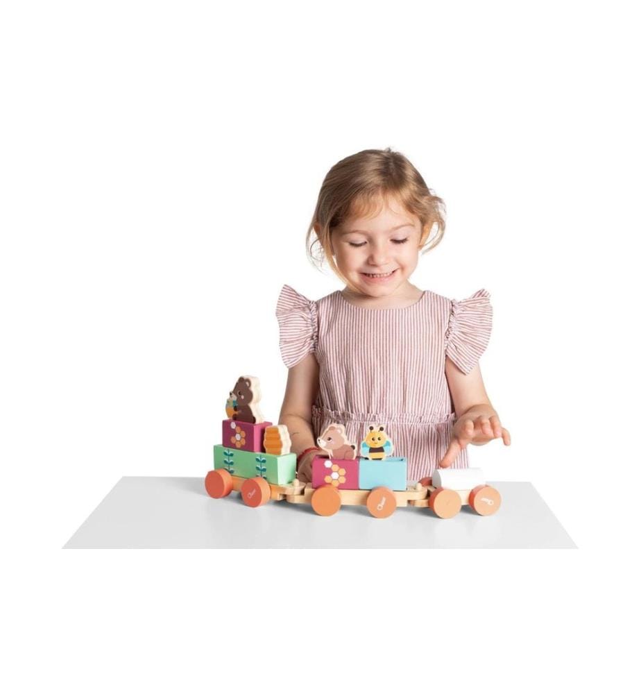 CHICCO - Schiebespielzeug My Wood Friends – Teddys Zug