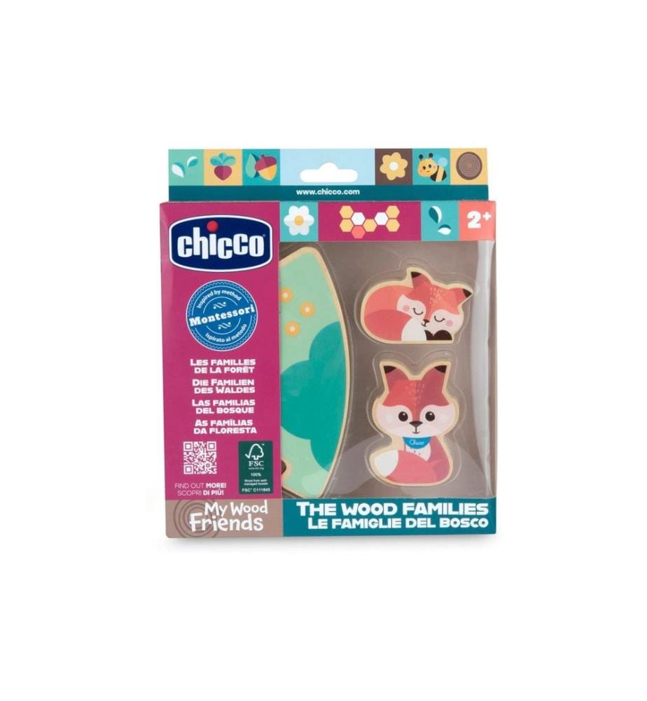 CHICCO - Ensemble de pions My Wood Friends – Papa Renard Lot de 2