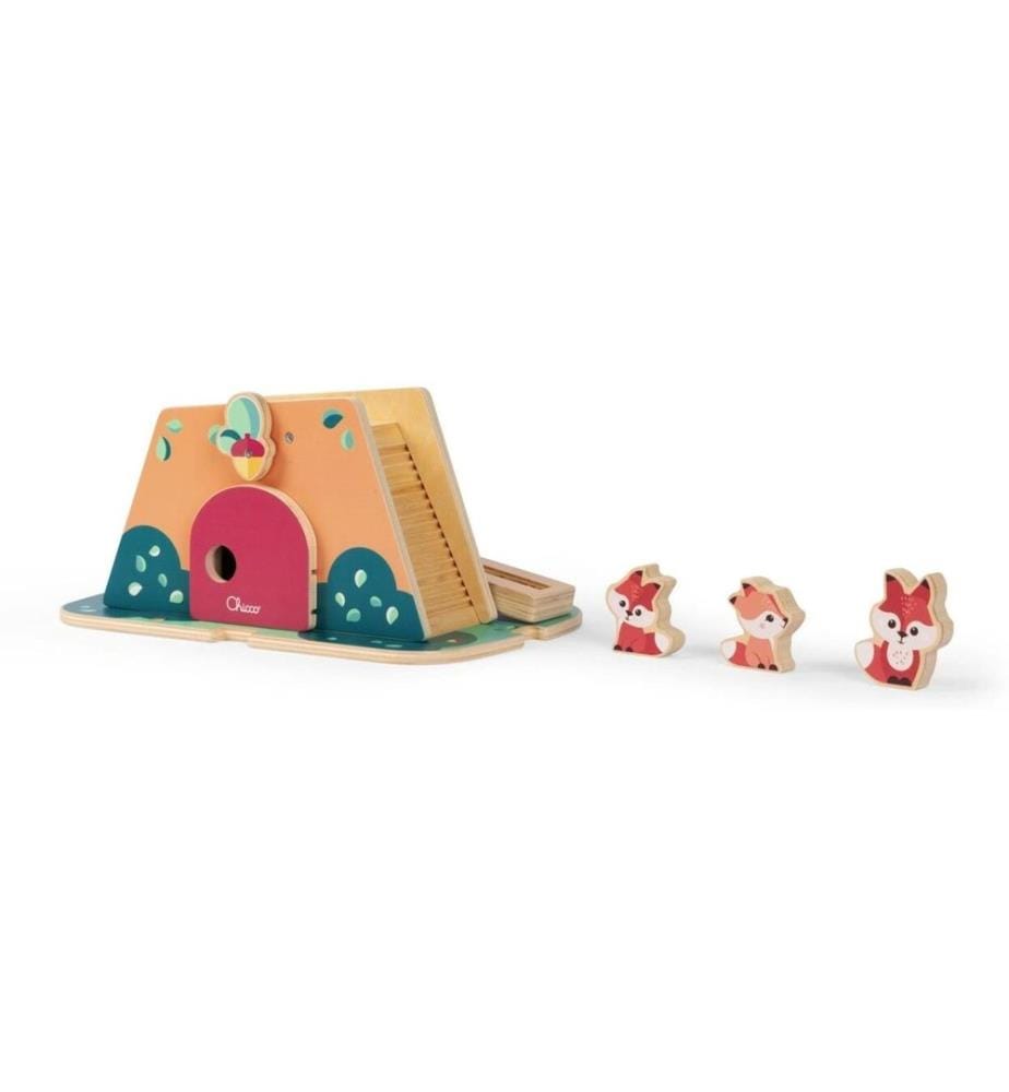 CHICCO - Jeux d'emboîtement My Wood Friends – Le terrier du renard