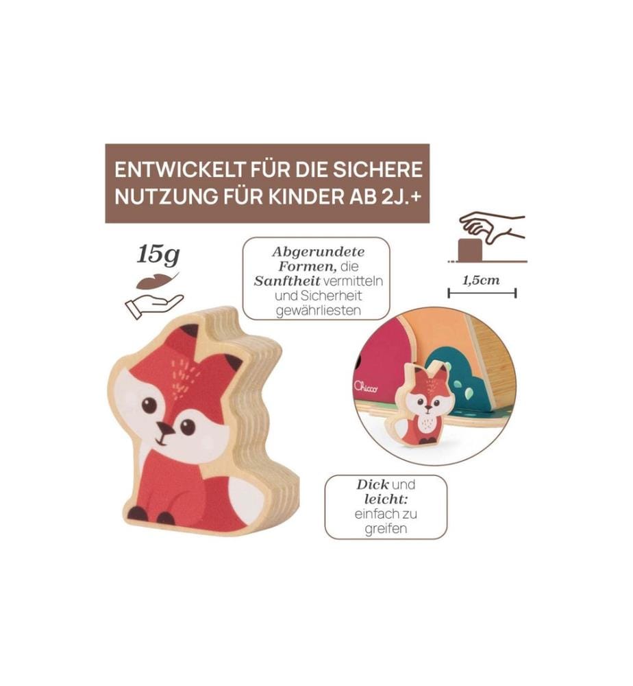 CHICCO - Jeux d'emboîtement My Wood Friends – Le terrier du renard